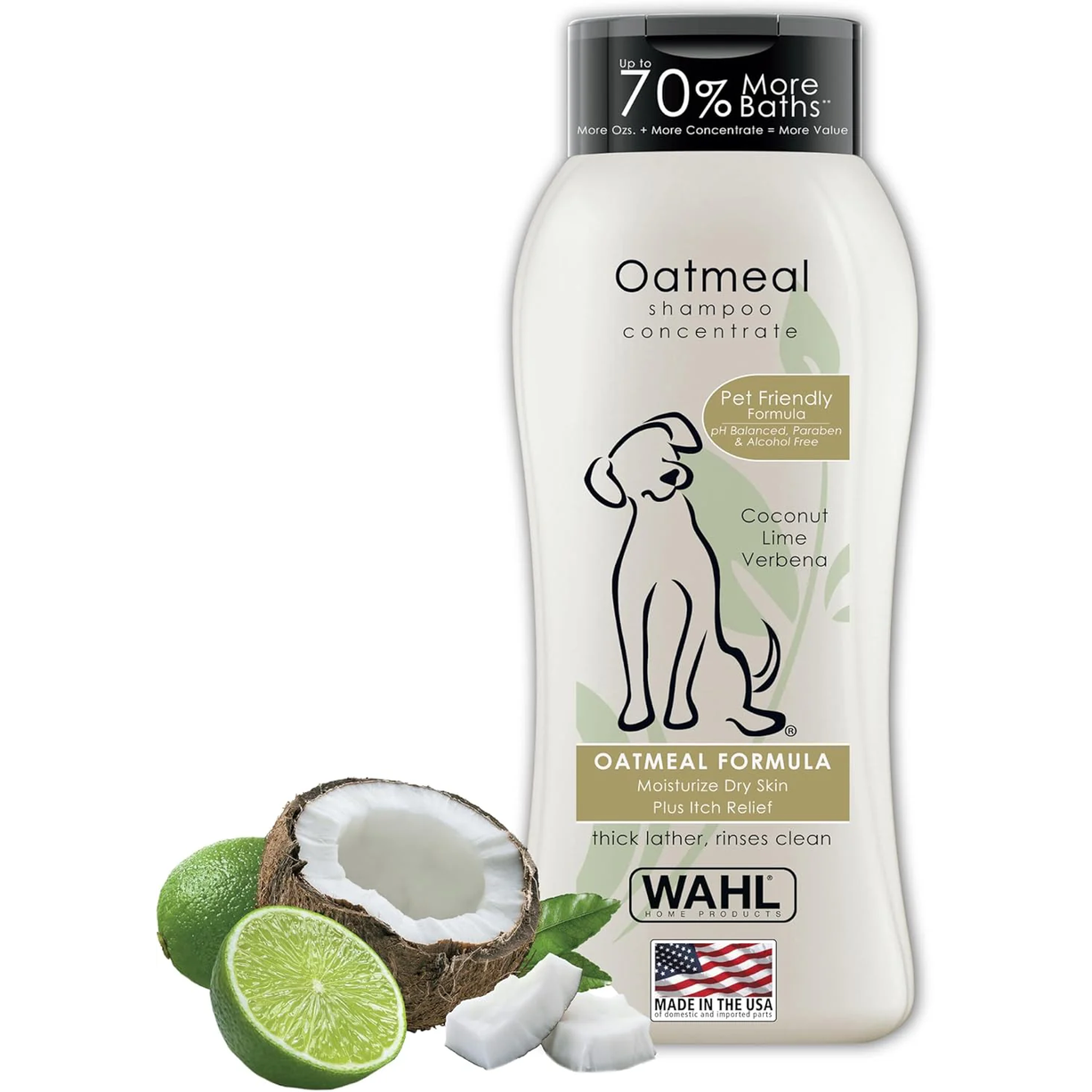 Dry Skin & Itch Relief Pet Shampoo for Dogs – Oatmeal Formula with Coconut Lime Verbena Scent & Pet Friendly Formula, 24 Oz