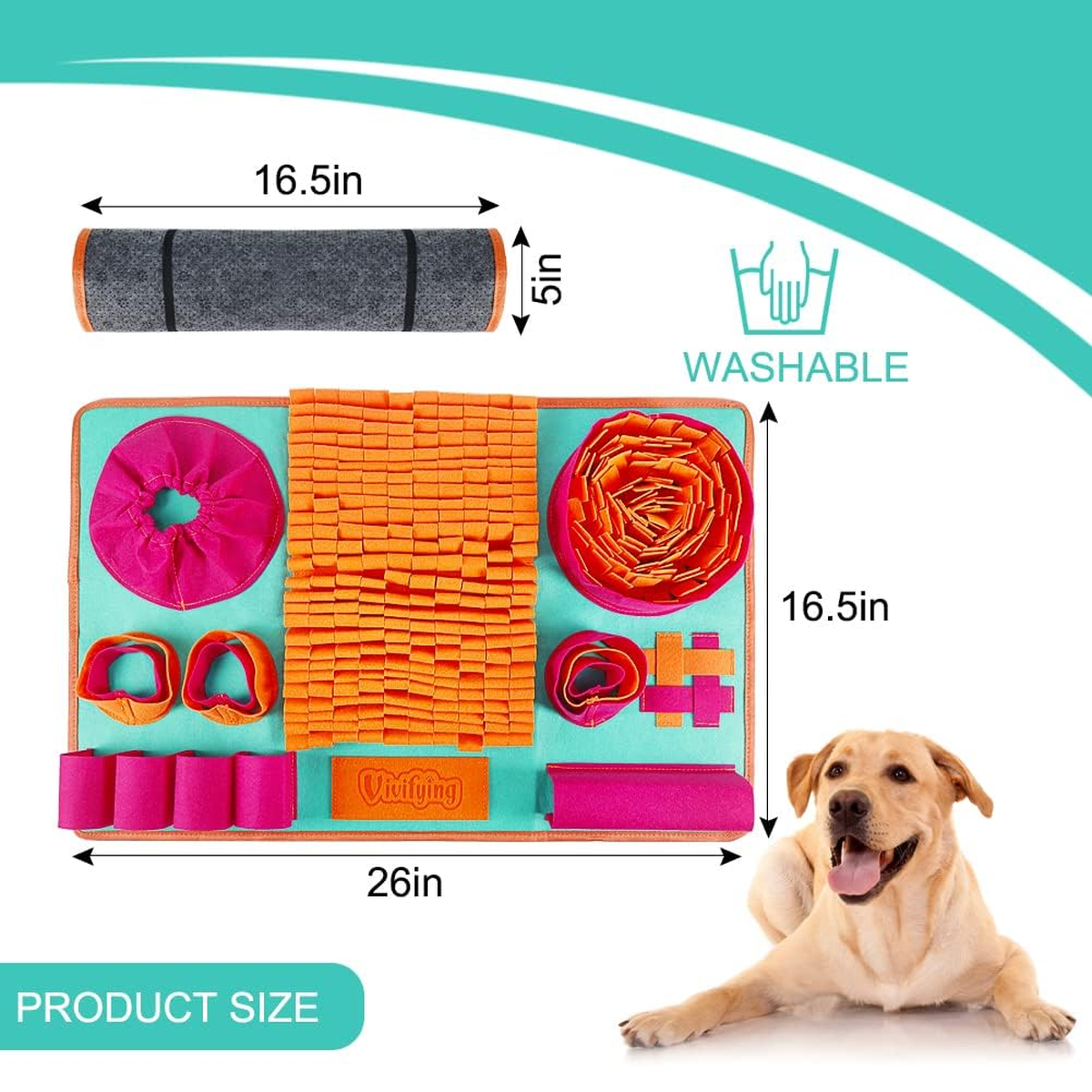 Snuffle Mat for Dogs, Interactive Dog Enrichment Toys for Small Dogs and Cats Slow Eating and Keep Busy, Sniff Mat for Boredom and Mental Stimulation