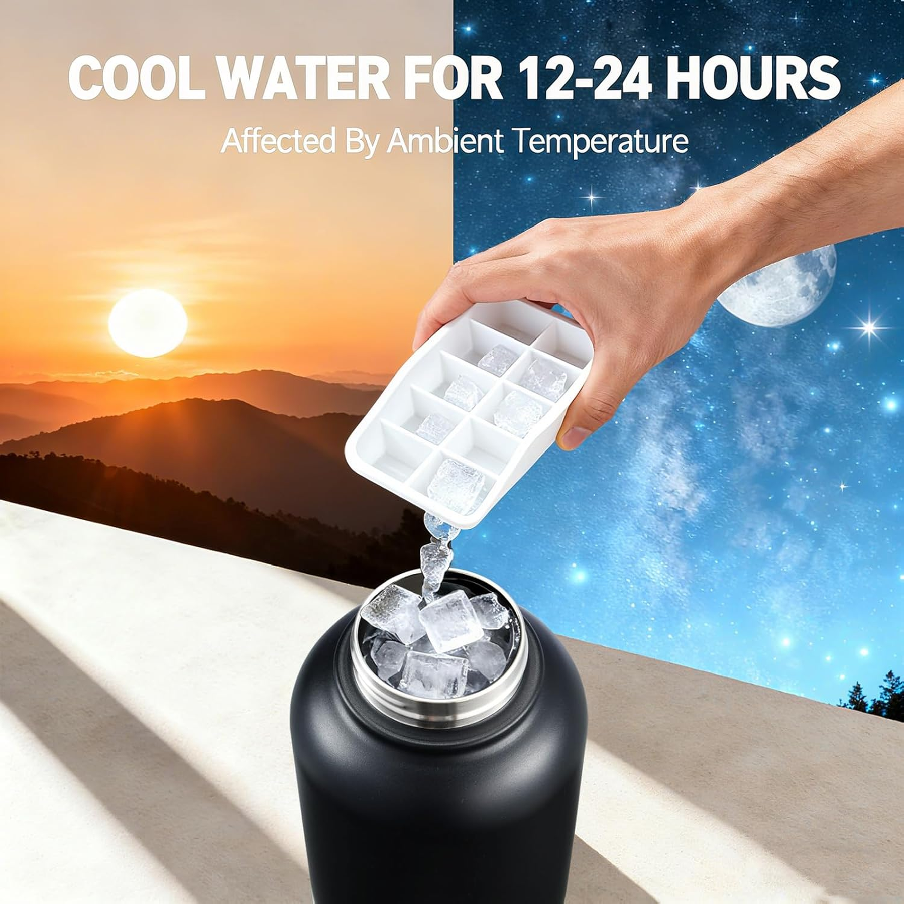 Insulated Dog Water Bottle with 2 Bowls, 32Oz Travel Stainless Steel Double Wall Thermos, Portable Food and Water Dispenser