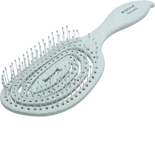 Biosilk for Pets Eco-Friendly Detangling Pin Brush for Dogs in Mint Green | Easy to Hold Ergonomic Handle Dog Brushes, Wet or Dry Dog Hair Brush, Light Blue (Ff12806),Gray/Black