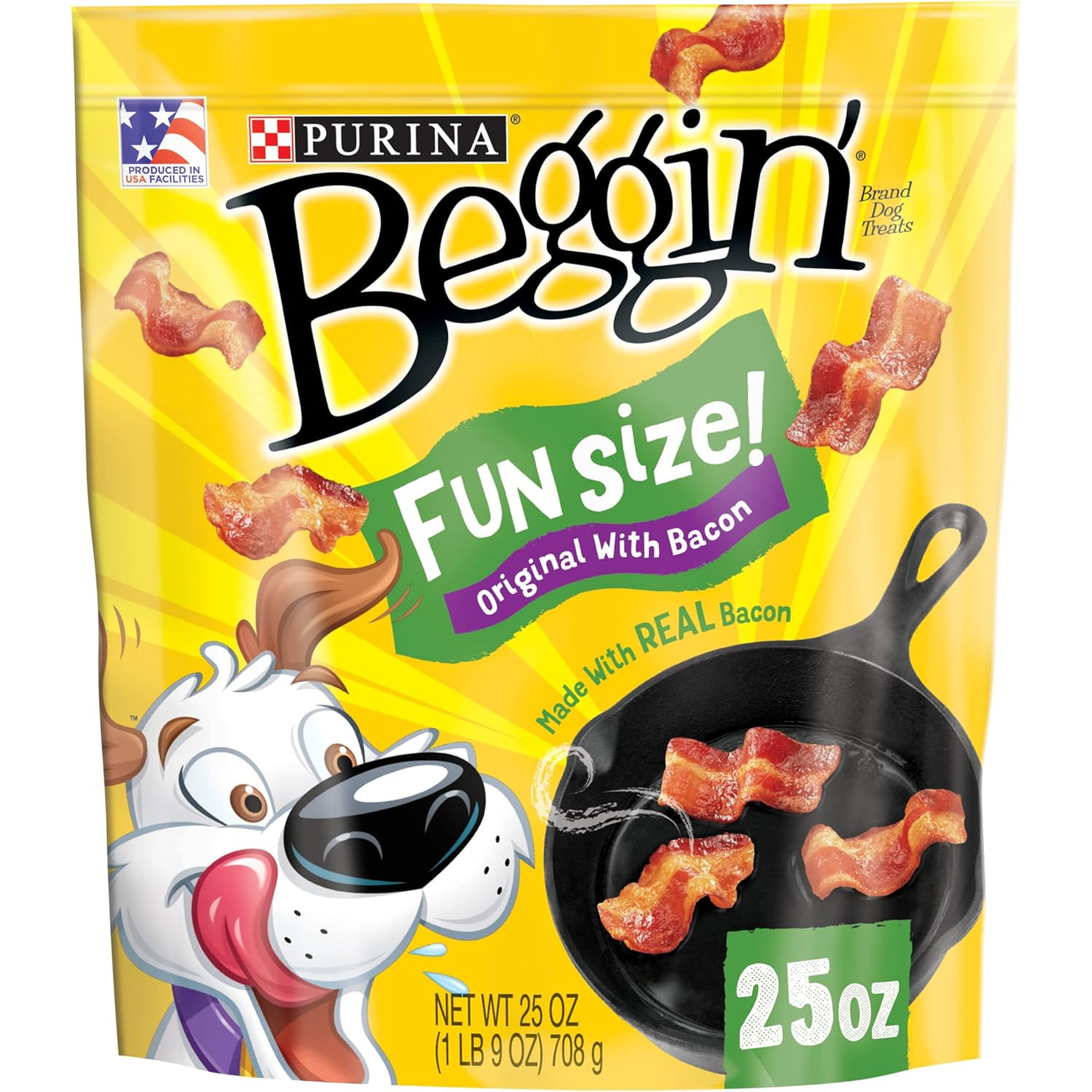 Purina Beggin' with Real Meat Dog Treats, Fun Size Original with Bacon Flavor - 25 Oz. Pouch