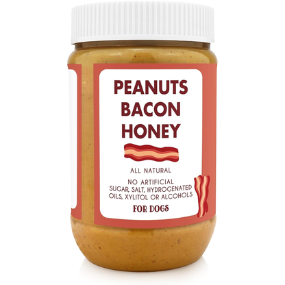 BUDDY BUDDER Bangin Bacon Peanut Butter, 100% Natural, 17Oz, Dog Treat, Pill Pocket, Made in USA