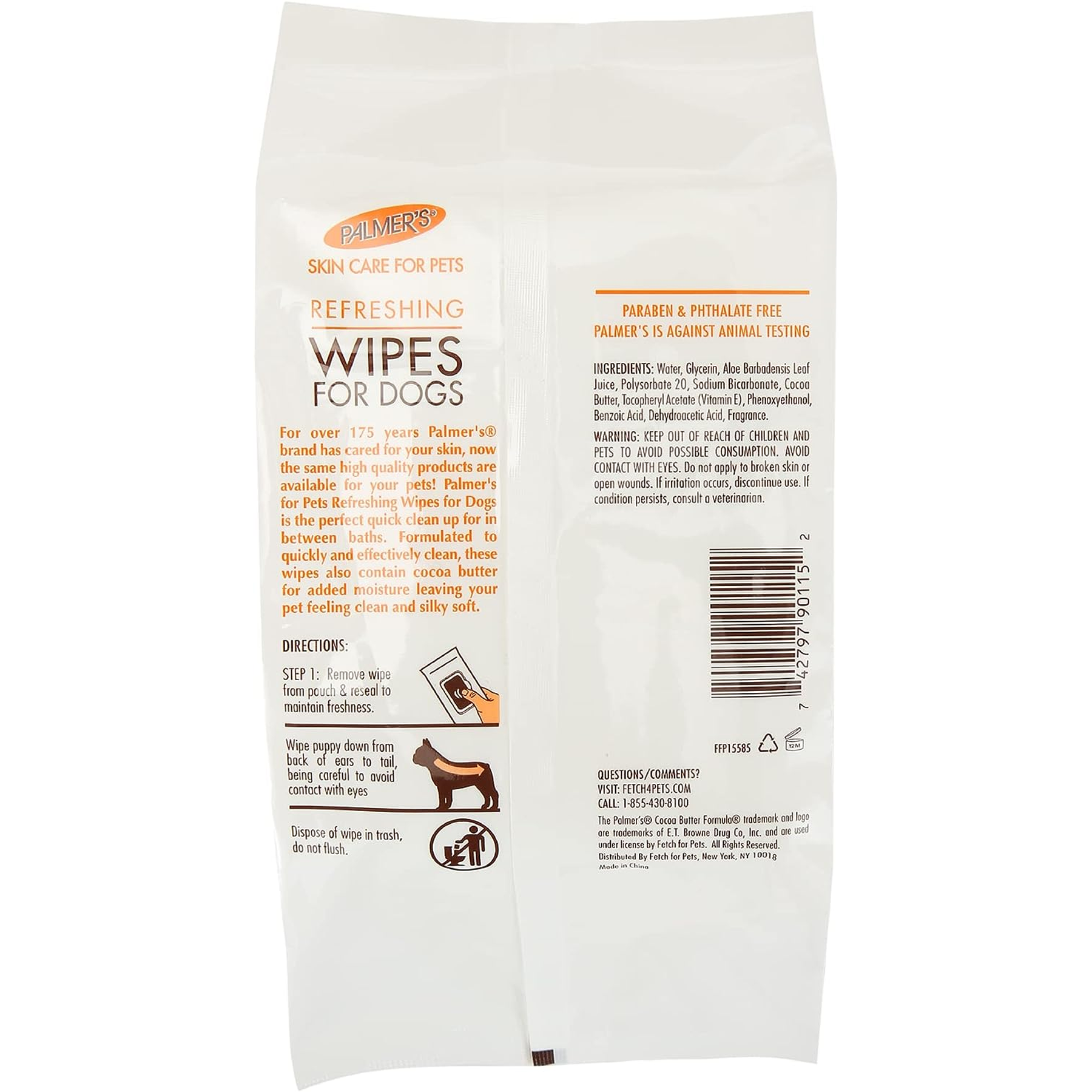 Palmer's for Pets Coconut Oil Refreshing Wipes for Puppies - Palmers Puppy Wipe for Gentle Grooming, 100 Count