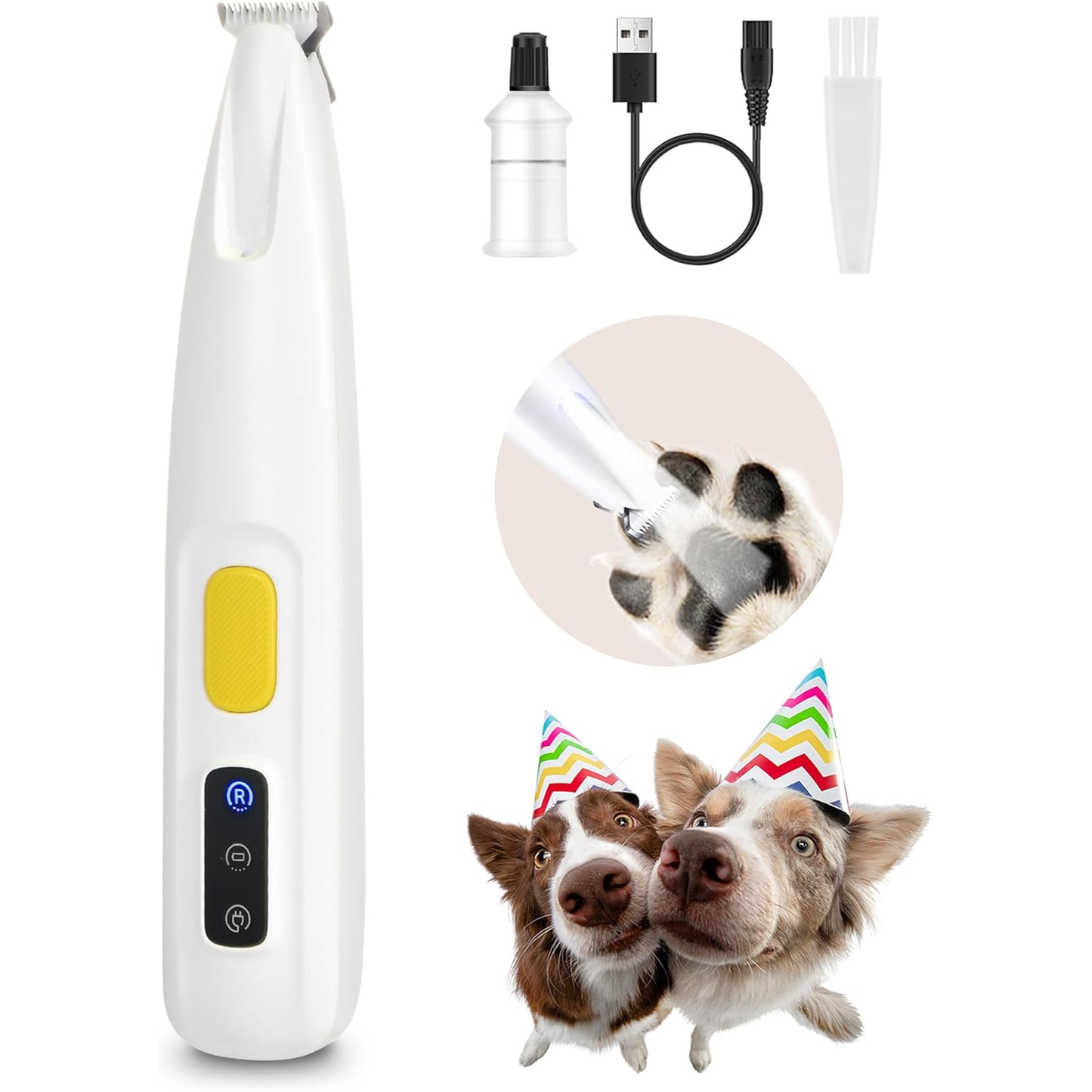 Upgraded Dog Paw Trimmer with LED Light, 18 Mm Widen Blade, 35 Db Low Noise, LED Display, Fully Waterproof, Rechargeable Clipper for Dogs Cats Trimming Paws, Eyes, Ears, Face, and Rump