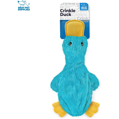 Best Pet Supplies Interactive Squeaky Dog Chew Toy, Ideal Dog Toys for Chewers, Small, Medium & Large Dogs, and Fetch Lovers - Crinkle Duck (Turquoise), Medium