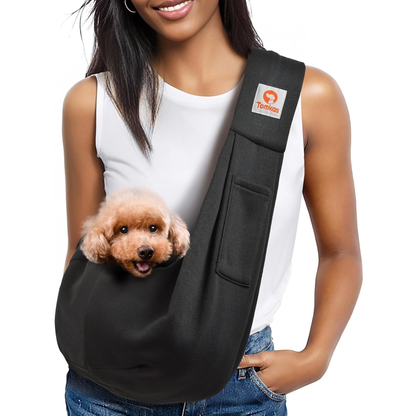 Dog Sling Carrier - Classic Pocket & Classic Strap (Black)