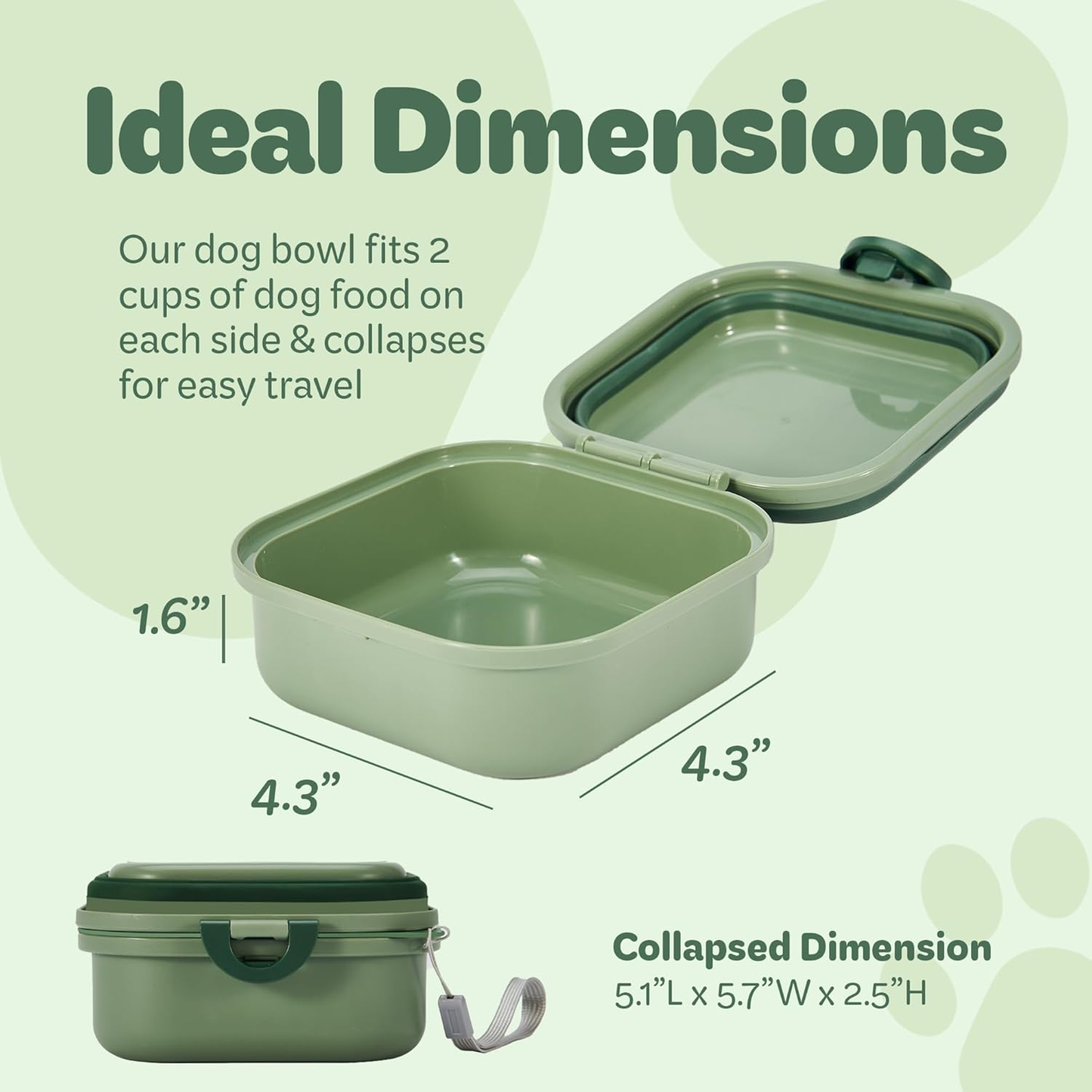 Collapsible Dog Water Bowl 30Oz, 2 in 1 Portable Travel Dog Food Bowl with Lid, Easy Carry Loop Handle, Foldable Dog and Cat Food Bowl, Perfect for Traveling, Walking, Hiking 