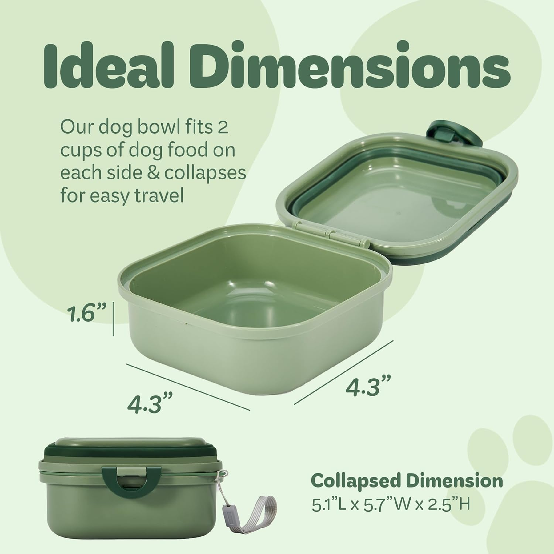 Collapsible Dog Water Bowl 30Oz, 2 in 1 Portable Travel Dog Food Bowl with Lid, Easy Carry Loop Handle, Foldable Dog and Cat Food Bowl, Perfect for Traveling, Walking, Hiking 