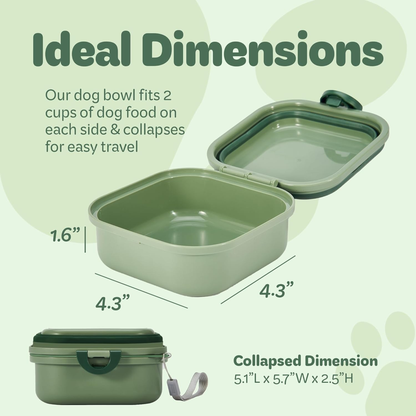 Collapsible Dog Water Bowl 30Oz, 2 in 1 Portable Travel Dog Food Bowl with Lid, Easy Carry Loop Handle, Foldable Dog and Cat Food Bowl, Perfect for Traveling, Walking, Hiking 