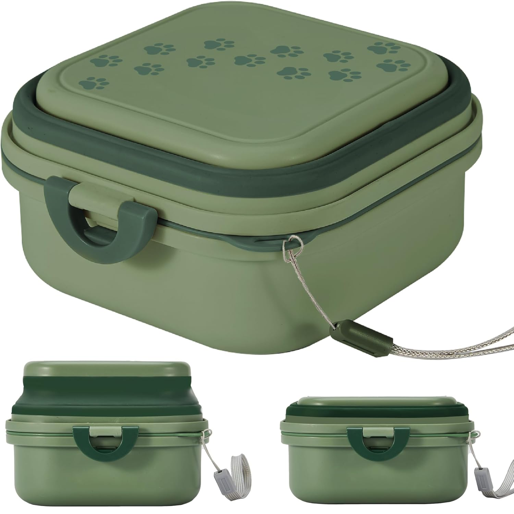 Collapsible Dog Water Bowl 30Oz, 2 in 1 Portable Travel Dog Food Bowl with Lid, Easy Carry Loop Handle, Foldable Dog and Cat Food Bowl, Perfect for Traveling, Walking, Hiking 