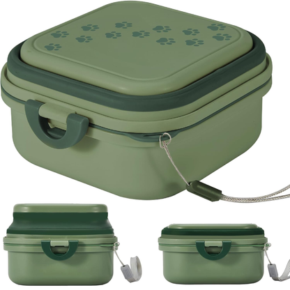 Collapsible Dog Water Bowl 30Oz, 2 in 1 Portable Travel Dog Food Bowl with Lid, Easy Carry Loop Handle, Foldable Dog and Cat Food Bowl, Perfect for Traveling, Walking, Hiking 