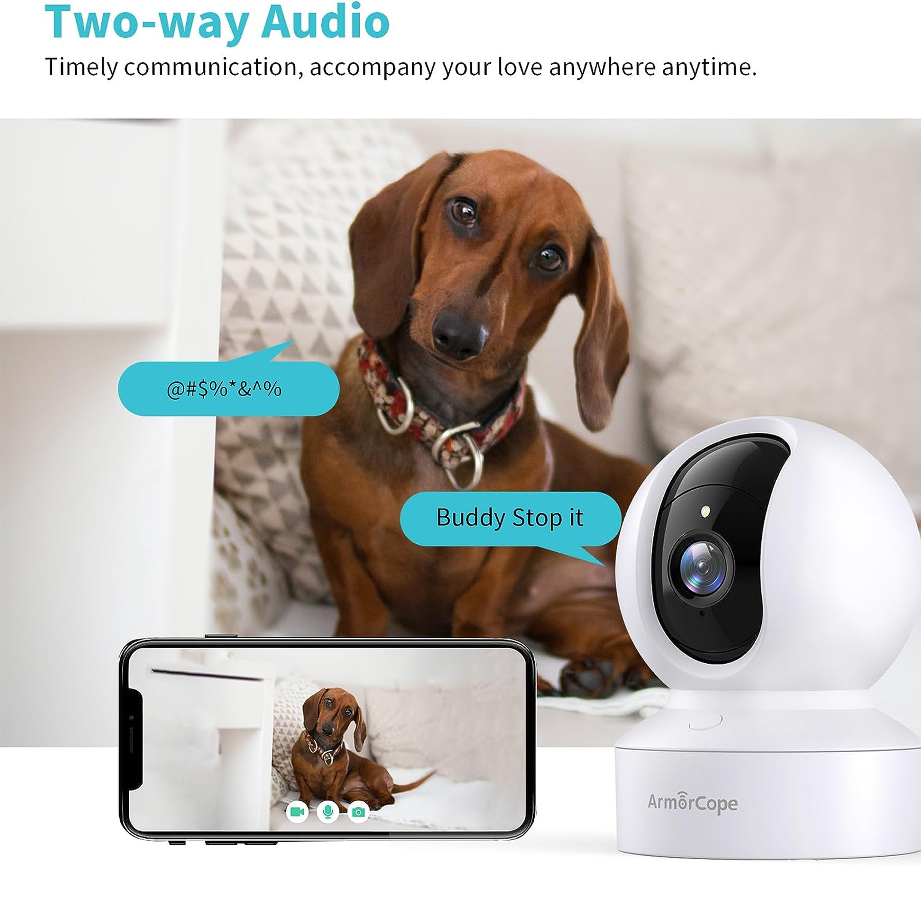 Pet Camera, 2K HD Dog Camera with Phone APP, 360° Pan/Tilt View Puppy Cam, One Click Call for Baby Monitor, Magivpix Night Vision, Motion Tracking Alarm with Cloud/Local SD, Home Indoor Security Cam