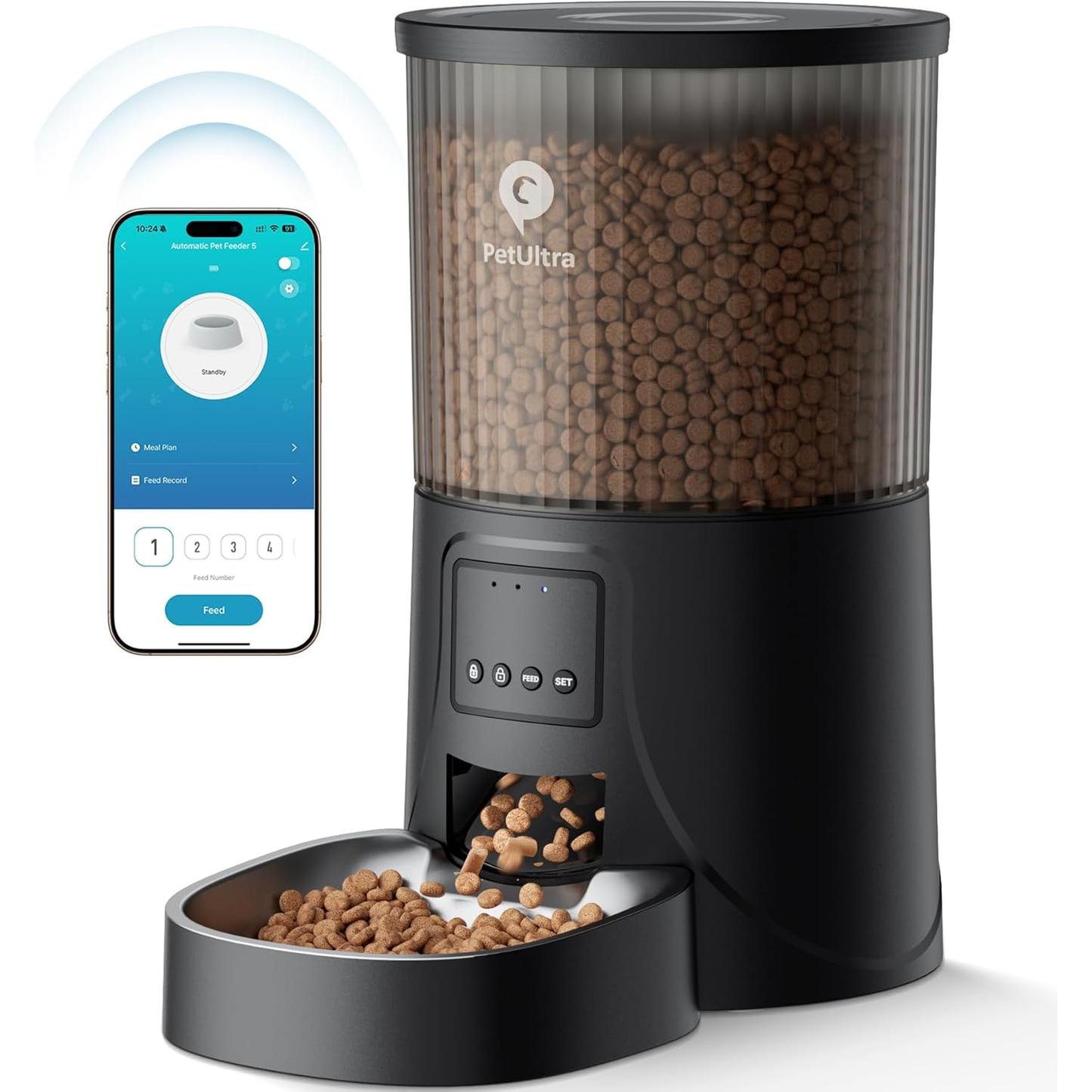 Automatic Cat Feeder with Camera: 5G Wifi Auto Pet Feeder Precise Timed Feeding with HD Video & 2-Way Audio, Food Dispenser with Desiccant Bag to Keep Kibble Fresh, Easy Setup for Indoor Cats