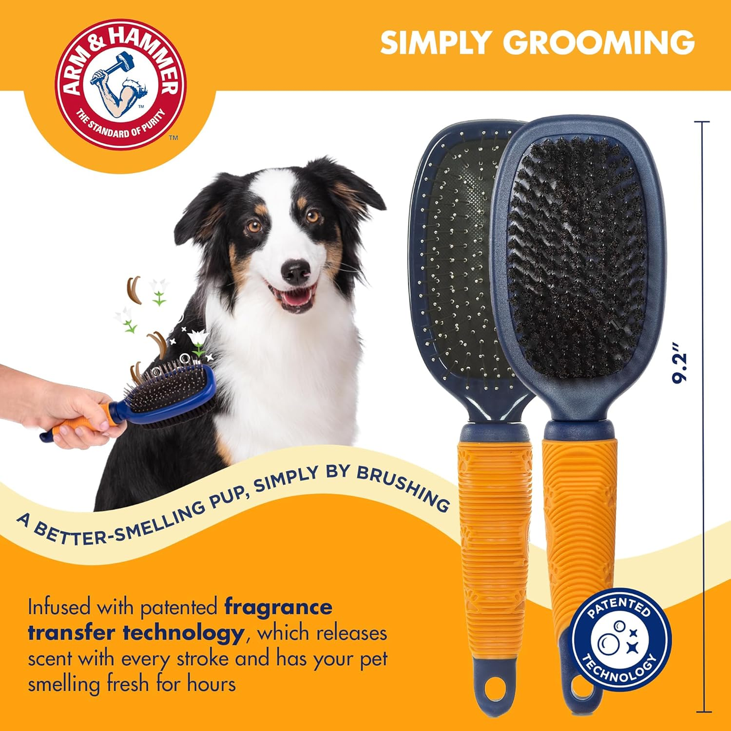 Arm & Hammer Deodorizing Pin & Bristle Dog Grooming Brush with Fragrance Transfer Technology – Scented 2-In-1 Dog Brush for Detangling & Shedding, Pet Brushes for Dogs