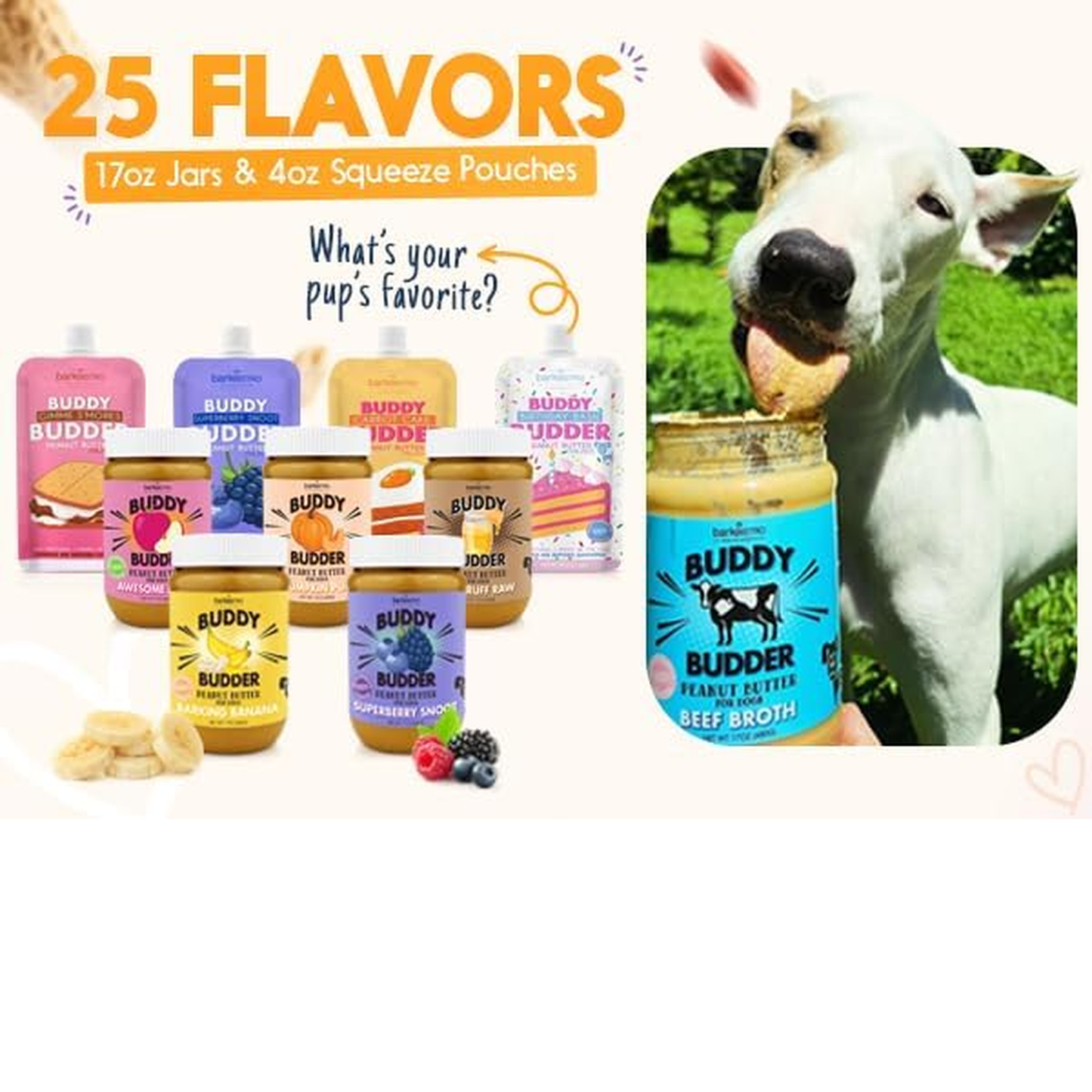 BUDDY BUDDER Bangin Bacon Peanut Butter, 100% Natural, 17Oz, Dog Treat, Pill Pocket, Made in USA