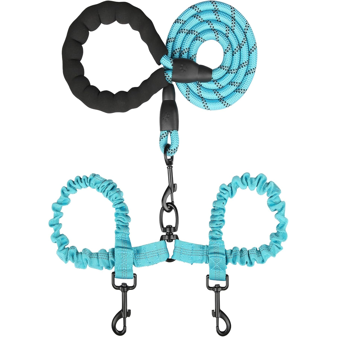 Dual Dog Leash for Large/Medium Dogs-Reflective Bungee, Shock Absorbing Training