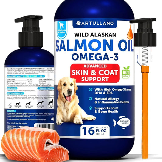 Salmon Oil for Dogs Omega 3 for Dogs 16 FL OZ Wild Alaskan Salmon Fish Oil