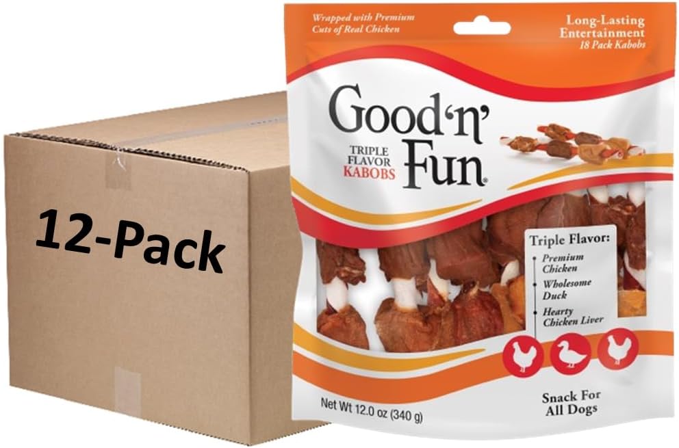 Good 'N' Fun Kabobs Long-Lasting Dog Treat, with Real Proteins, Beef Hide and Premium Chicken, Supports Dental Health, Mental Stimulation, 18 Count