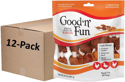 Good 'N' Fun Kabobs Long-Lasting Dog Treat, with Real Proteins, Beef Hide and Premium Chicken, Supports Dental Health, Mental Stimulation, 18 Count