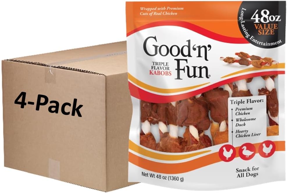 Good 'N' Fun Kabobs Long-Lasting Dog Treat, with Real Proteins, Beef Hide and Premium Chicken, Supports Dental Health, Mental Stimulation, 18 Count