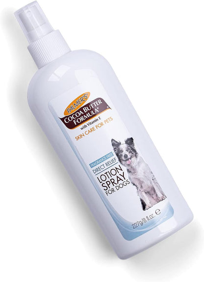 Palmer’S for Pets Cocoa Butter Formula Direct Relief Spray-On Lotion for Dogs, Moisturizing Dog Skin Care Spray to Help Soothe Dry and Itchy Skin with Easy Spray Application, 8 Fl Oz