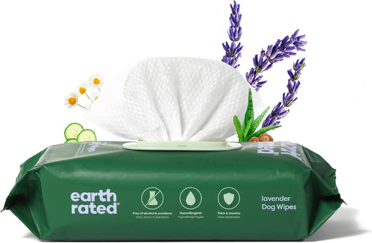 Dog Wipes, Hypoallergenic, Cleaning and Hydrating, for Grooming Paws, Body and Butt, Lavender Scented, 100 Count