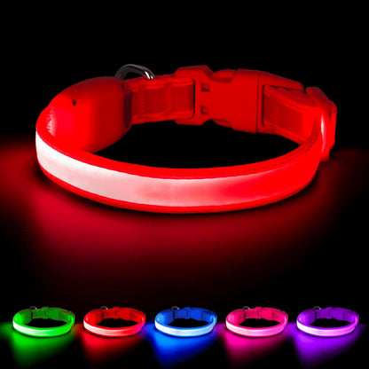 LED Dog Collar, Light up Dog Collar Adjustable USB Rechargeable Super Bright Safety Light Glowing Collars for Dogs