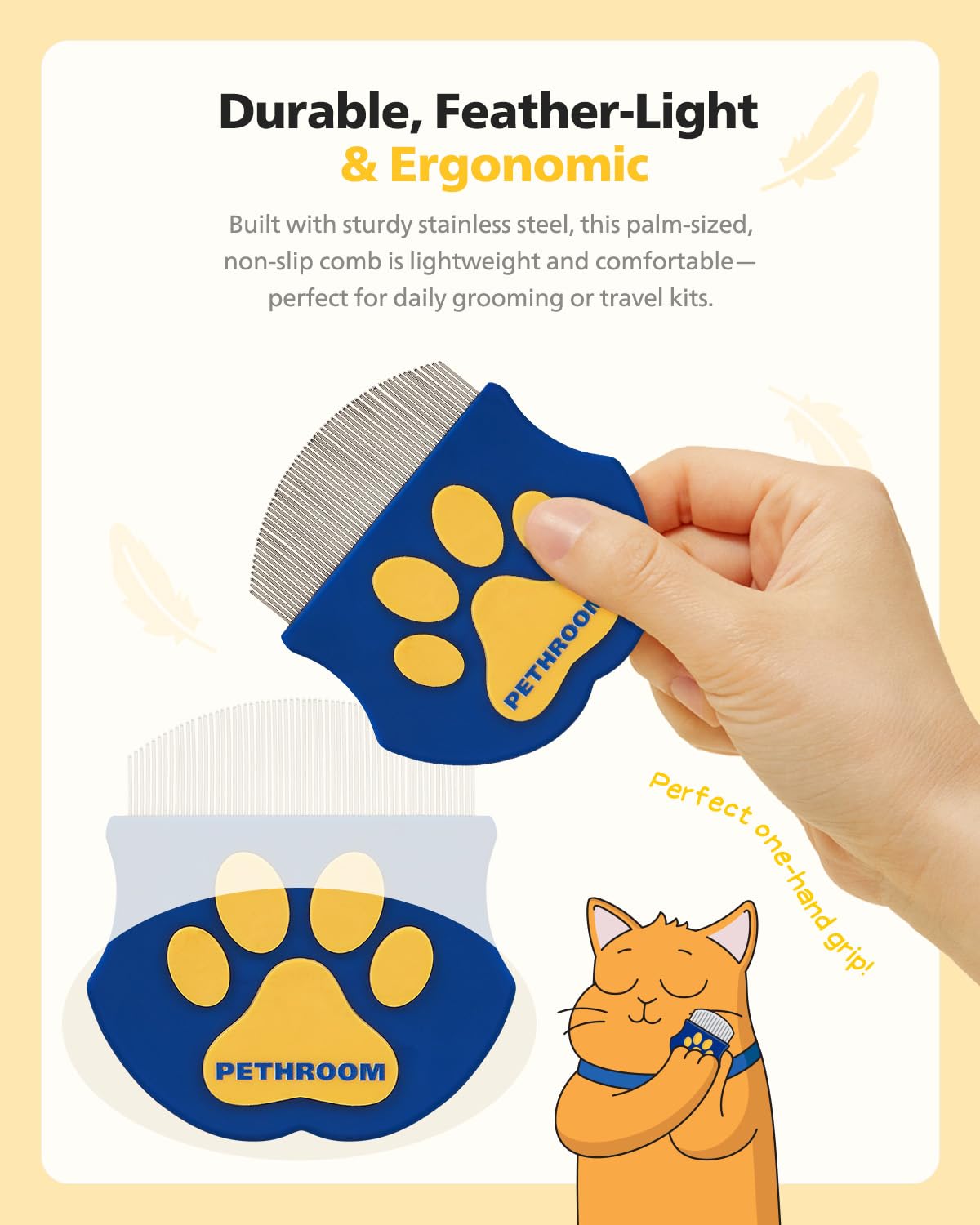 Professional Eye Comb for Pets | Stainless Steel Tear Stain Remover for Cats & Dogs | Gentle Round-Head Grooming Tool 