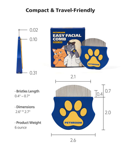 Professional Eye Comb for Pets | Stainless Steel Tear Stain Remover for Cats & Dogs | Gentle Round-Head Grooming Tool 