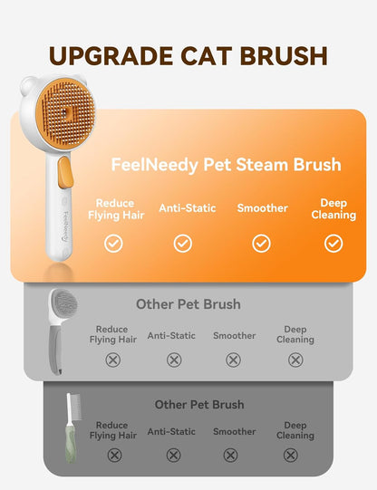 Pet Steam Brush for Dogs & Cats, Dual Speed Spray USB Rechargeable Grooming Supplies, Brush for Shedding Suitable for All Long- and Short-Haired Pets