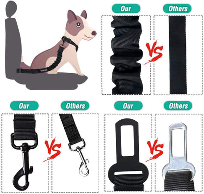 Dog Seat Belt, Durability Retractable Dog Car Harness Adjustable Dog Seat Belt for Vehicle Nylon Pet Safety Seat Belts Heavy Duty & Elastic (1 Pack Black)