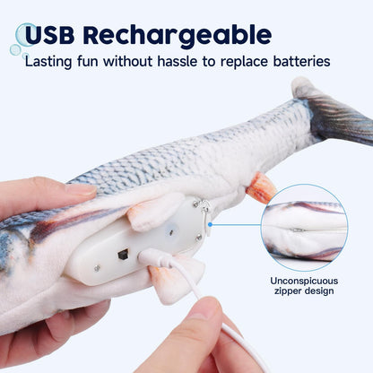 Cat Toy Flopping Fish with Catnip, Moving Kitten Kicker, Floppy Wiggle Fish,  Interactive Motion Exercise Toy, 10.5 Inches