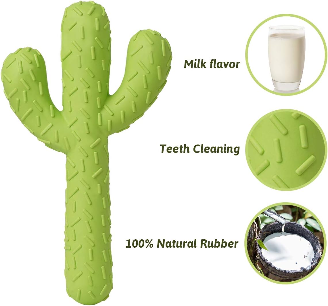 Dog Chew Toy, Durable Rubber Dog Toys for Aggressive Chewers, Cactus Tough Toys for Training and Cleaning Teeth