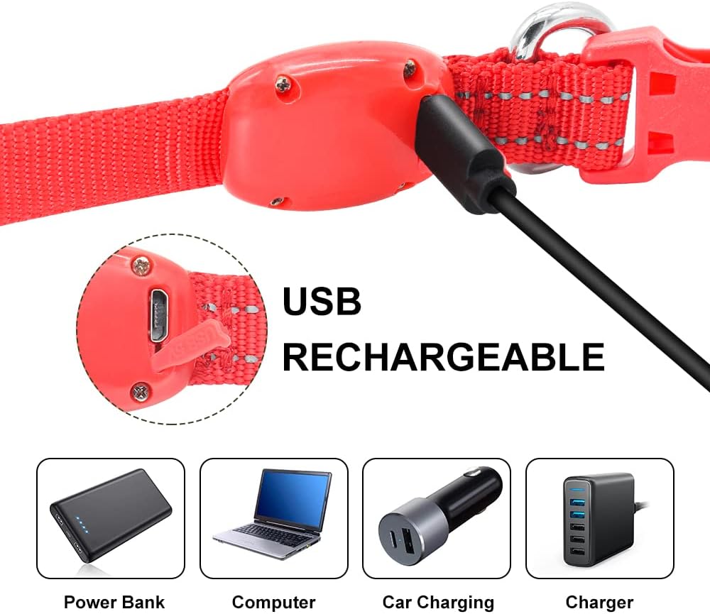 Light up Dog Collar for Small Dogs, LED Dog Collar Rechargeable Safety Dog Lights, Fully Adjustable Glow in the Dark Collars(X-Small)