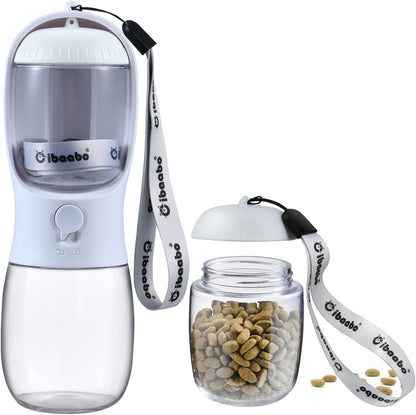 Dog Water Bottle with Food Container, Travel Puppy Water Bowl, Portable Pet Dispenser, Dog Gift Stuff Accessories Items, Puppy Essentials Necessities for Yorkie Cat Walking and Hiking