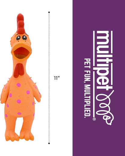 Polka Dot Chicken Latex Dog Toy - Squeaky Toy for All Dogs (1 Count, 11.5”, Random Color Surprise)