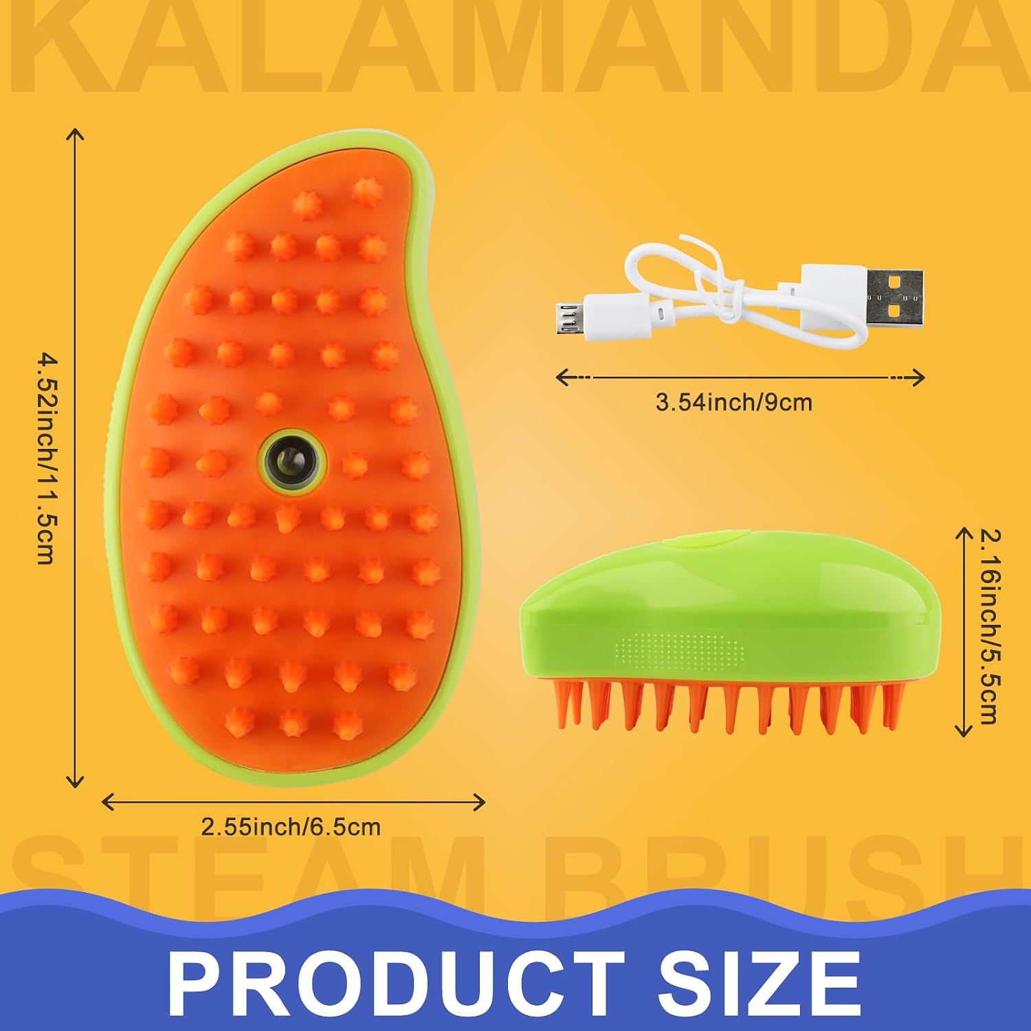 Cat Steam Brush, 3 in 1 Steamy Pet Brush, Silicone Massage Dog Hair Remover Comb(Mango/Avocado)