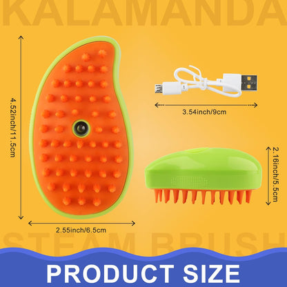 Cat Steam Brush, 3 in 1 Steamy Pet Brush, Silicone Massage Dog Hair Remover Comb(Mango/Avocado)