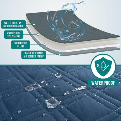 Waterproof Couch Cover for Dogs, Reversible Furniture Cover Sofa Protector for Pet Cat Bed, Washable Blanket Dog Cover for Couch Seat