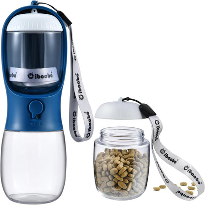 Dog Water Bottle with Food Container, Travel Puppy Water Bowl, Portable Pet Dispenser, Dog Gift Stuff Accessories Items, Puppy Essentials Necessities for Yorkie Cat Walking and Hiking