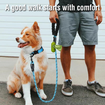 Dog Leash 6 FT Heavy Duty - Comfortable Padded Handle - 1/2 Inch Reflective Dog Leash for Medium Large Dogs with Poo Bag Dispenser