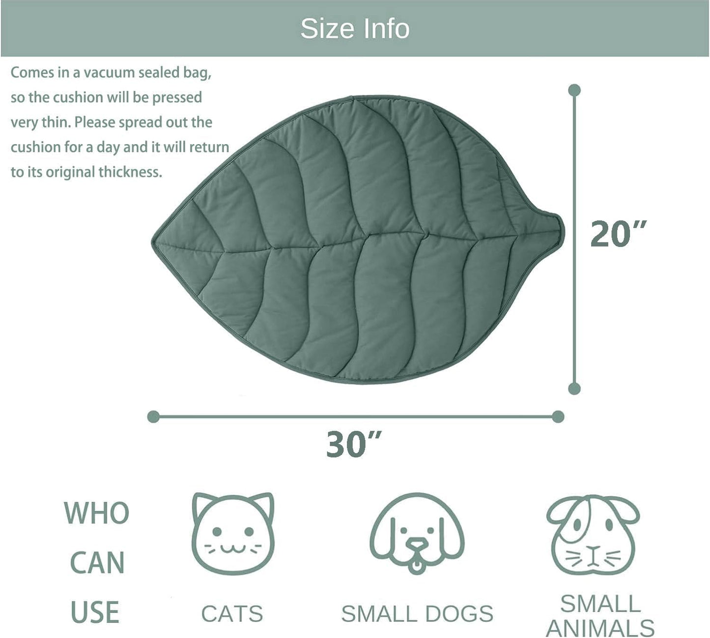 Leaf Shaped Cat Pad, Self Warming Cat Mat(30 x 20 Inch)