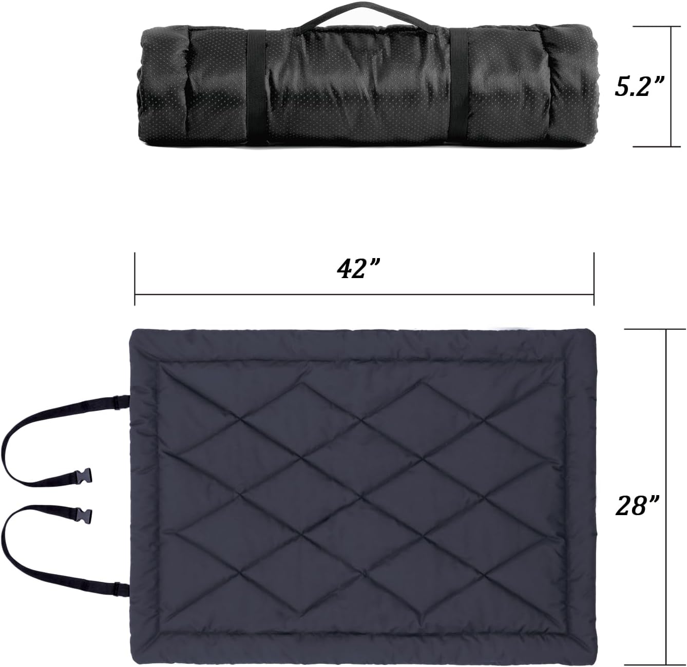 Rollup Camping Outdoor Dog Bed,Portable Dog Travel Mat with Carry Handles for Medium Large Dogs Waterproof Washable Pet Pad,42 * 28”Dark Blue