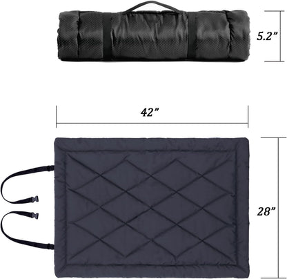 Rollup Camping Outdoor Dog Bed,Portable Dog Travel Mat with Carry Handles for Medium Large Dogs Waterproof Washable Pet Pad,42 * 28”Dark Blue