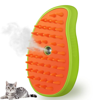 Cat Steam Brush, 3 in 1 Steamy Pet Brush, Silicone Massage Dog Hair Remover Comb(Mango/Avocado)