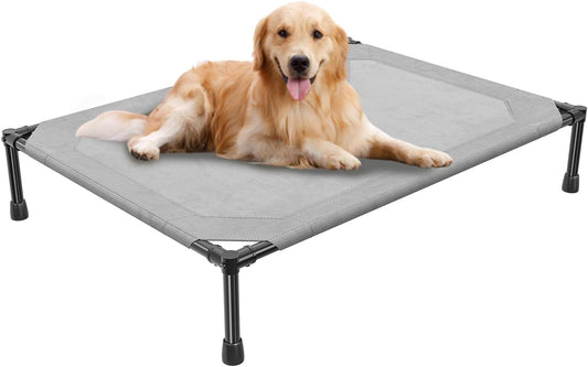 Raised Dog Bed for Large Dogs, Indoor/Outdoor Elevated Dog Cot with Washable Breathable Mesh, 42" X 31", Grey