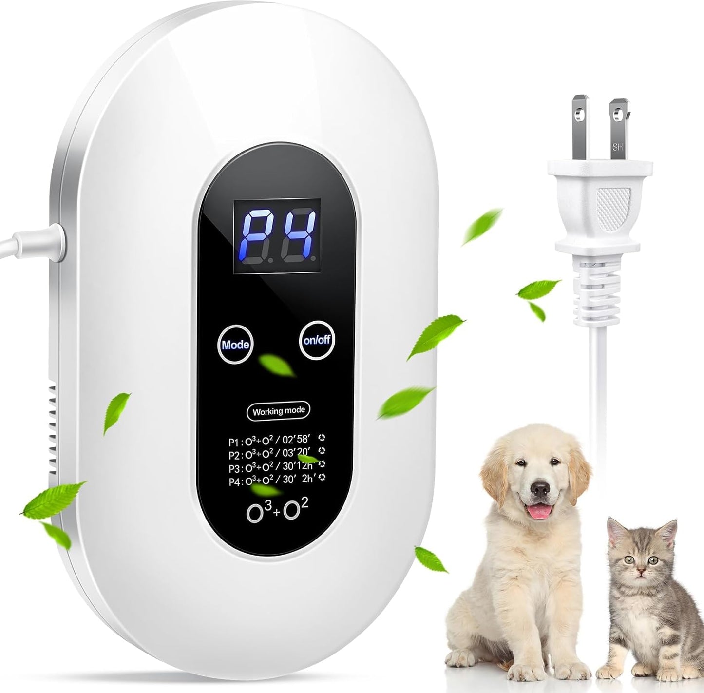 Ozone Odor Eliminator for Strong Odor 99% Cat Litter Deodorizer Dog Poof Odor Removal Air Ionizers Home Plug-In Air Purifier for Bedroom, Toilet, Kitchen, Pets, Shoe, Smoke, Formaldehyde Air Freshener