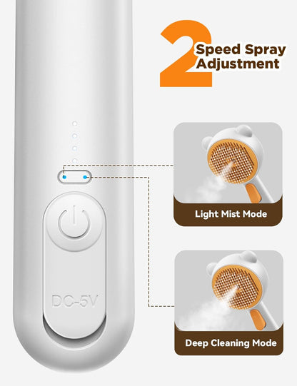 Pet Steam Brush for Dogs & Cats, Dual Speed Spray USB Rechargeable Grooming Supplies, Brush for Shedding Suitable for All Long- and Short-Haired Pets