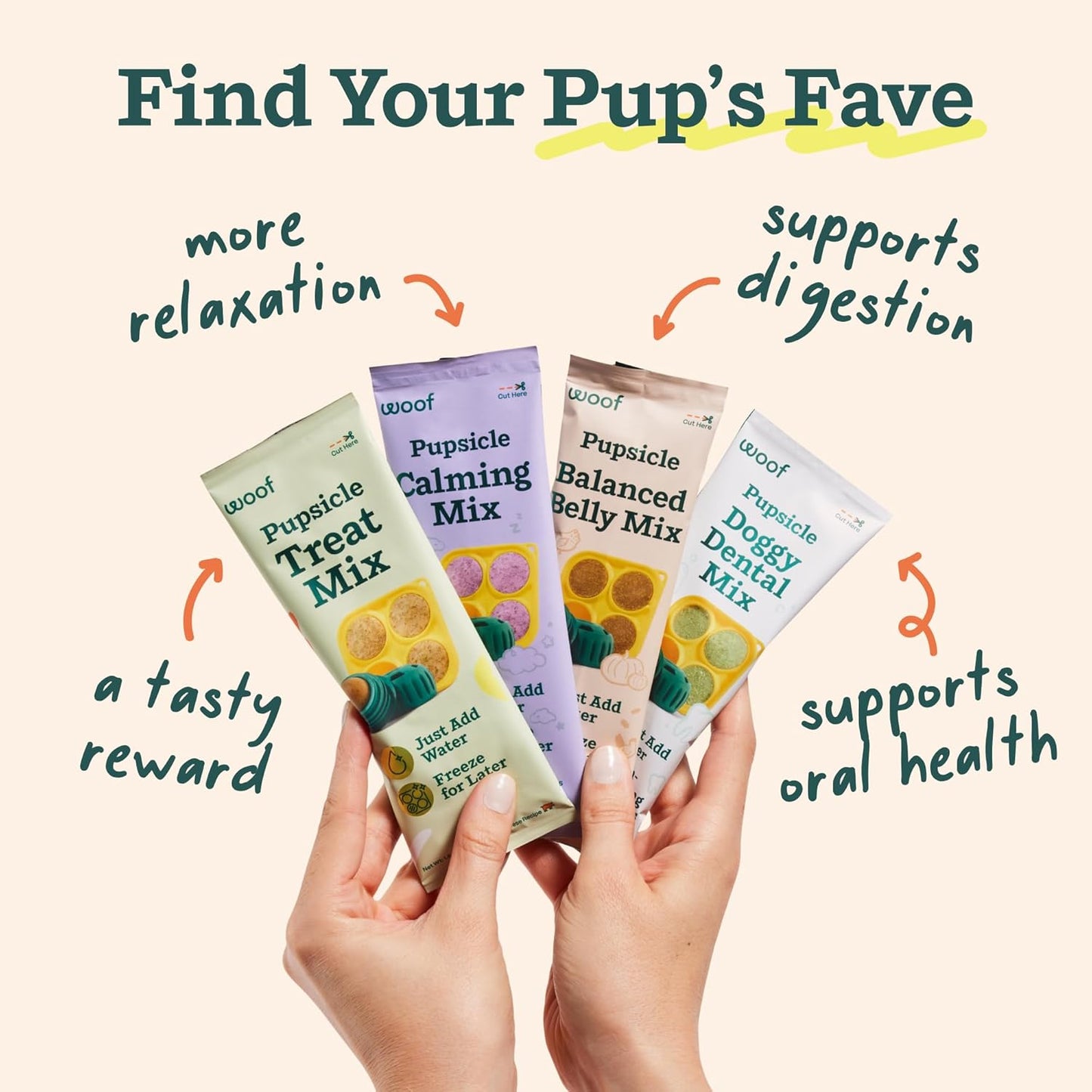 Pupsicle Mix Sample Pack - Easy-To-Make DIY Pupsicle Refills - Delicious Mix for the Pupsicle Interactive Dog Toy - with Bacon & Cheese, Calming, Balanced Belly, and Dental Mix - 4 Pack Sampler