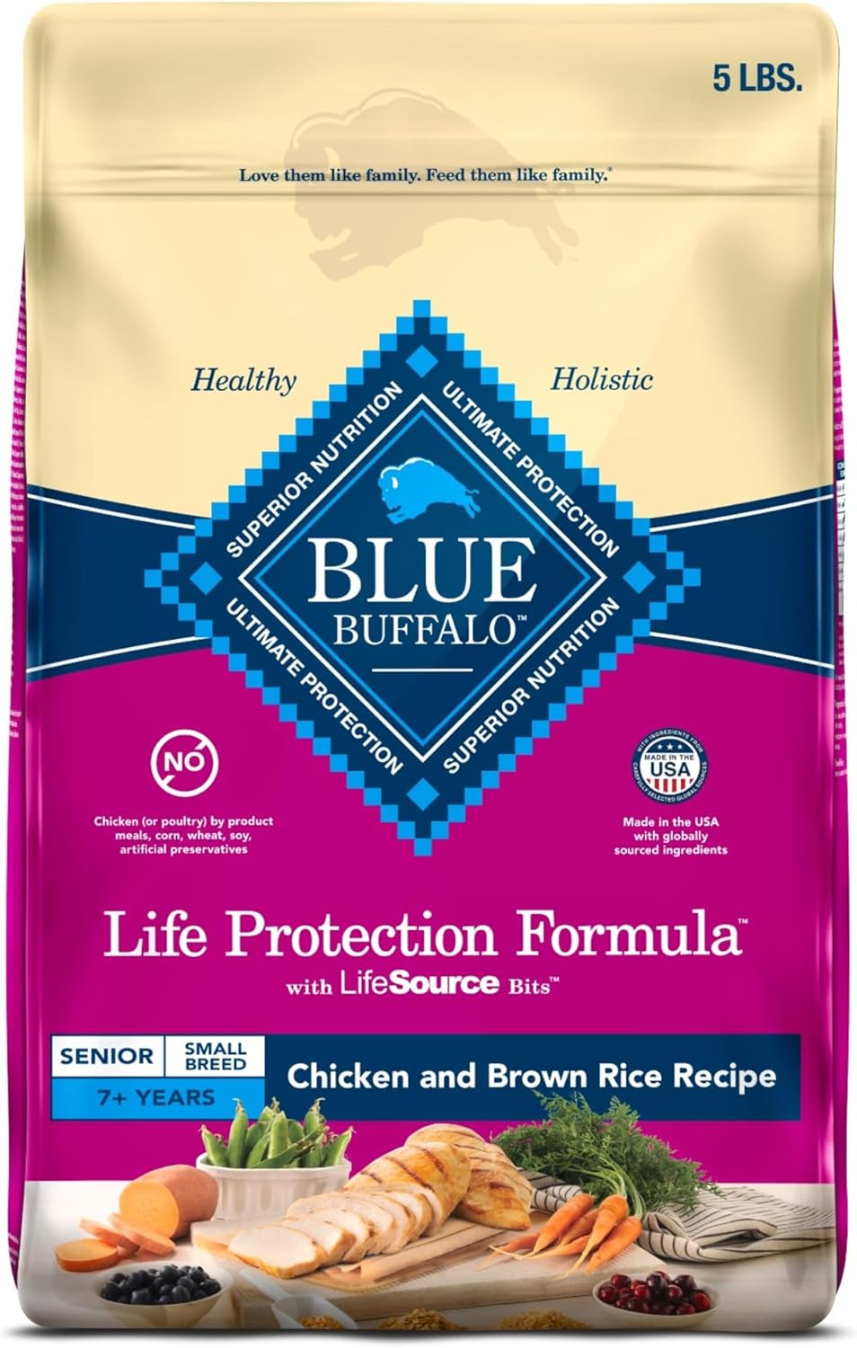 Life Protection Formula Small Breed Senior Dry Dog Food, Supports Joint Health and Immunity, Made with Natural Ingredients, Chicken & Brown Rice Recipe, 15-Lb. Bag